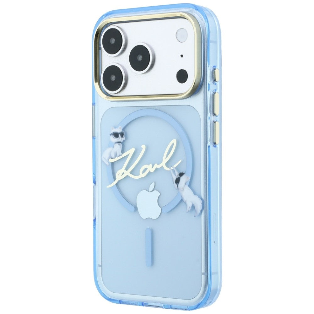 Husa MagSafe pentru Apple iPhone 18 Pro / 17 Pro, Karl Lagerfeld, IML Karl Script Logo, Bleu