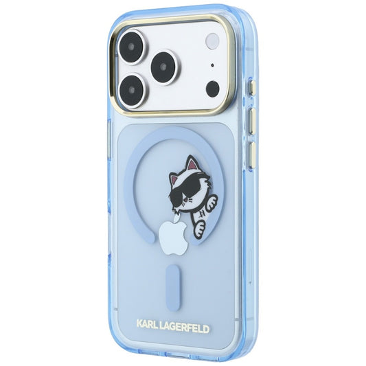 Husa MagSafe pentru Apple iPhone 18 Pro / 17 Pro, Karl Lagerfeld, IML Peekaboo Print and Metal Frame, Bleu