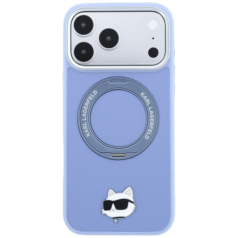 Husa MagSafe pentru Apple iPhone 18 Pro / 17 Pro, Karl Lagerfeld, Ring Stand 360 Choupette Pin, Bleu