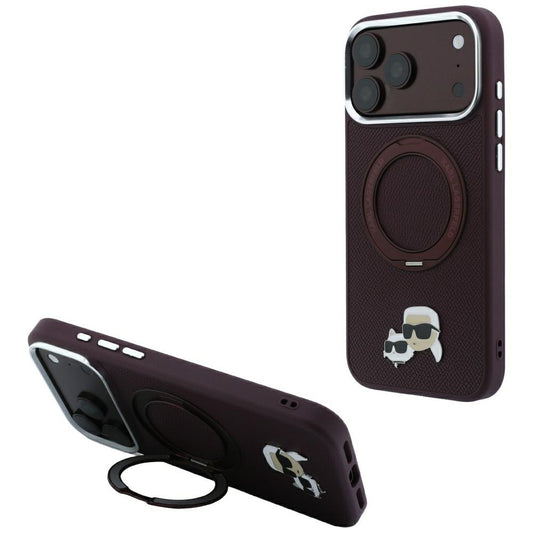 Husa MagSafe pentru Apple iPhone 18 Pro / 17 Pro, Karl Lagerfeld, Ring Stand 360 Karl & Choupette Pin, Visinie