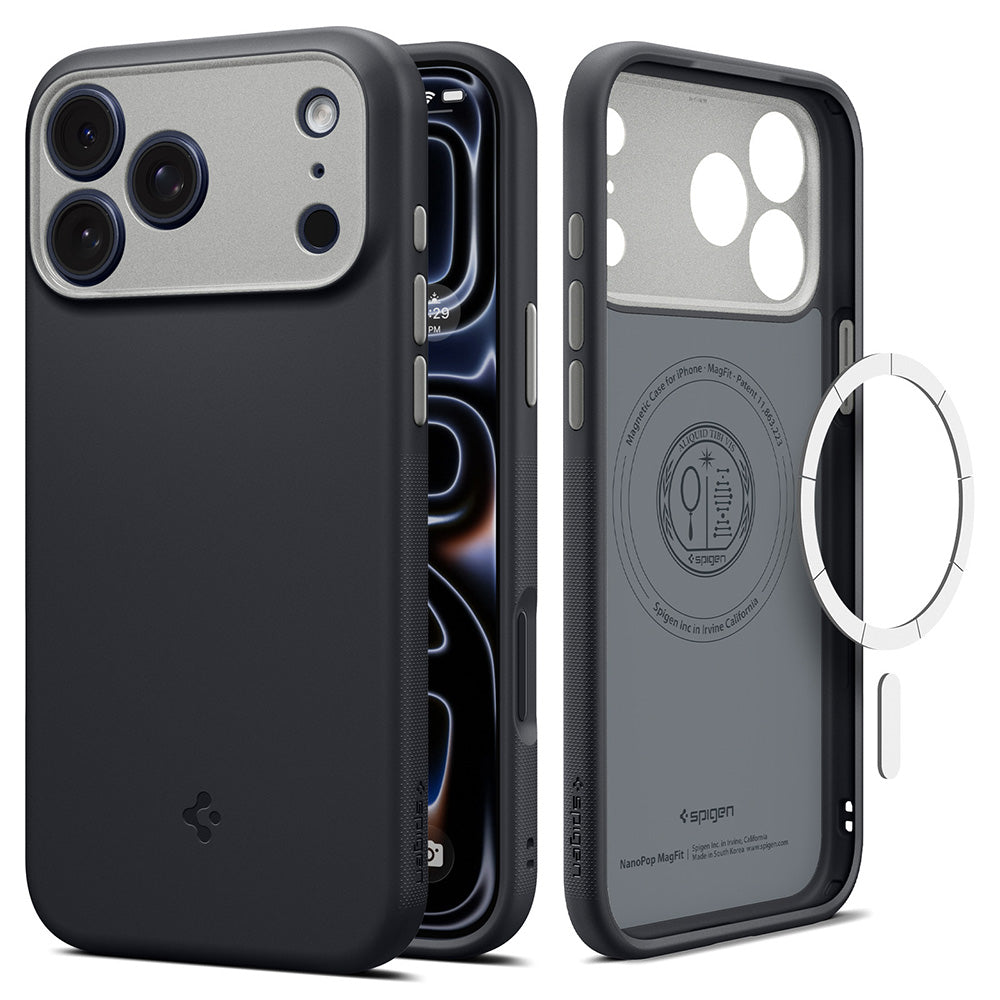 Husa MagSafe pentru Apple iPhone 18 Pro / 17 Pro, Spigen, Caseology Nano Pop, Neagra ACS12177