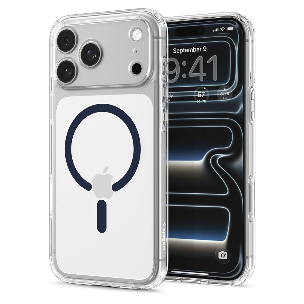 Husa MagSafe pentru Apple iPhone 18 Pro / 17 Pro, Spigen, Ultra Hybrid, Transparenta Bleumarin ACS12158