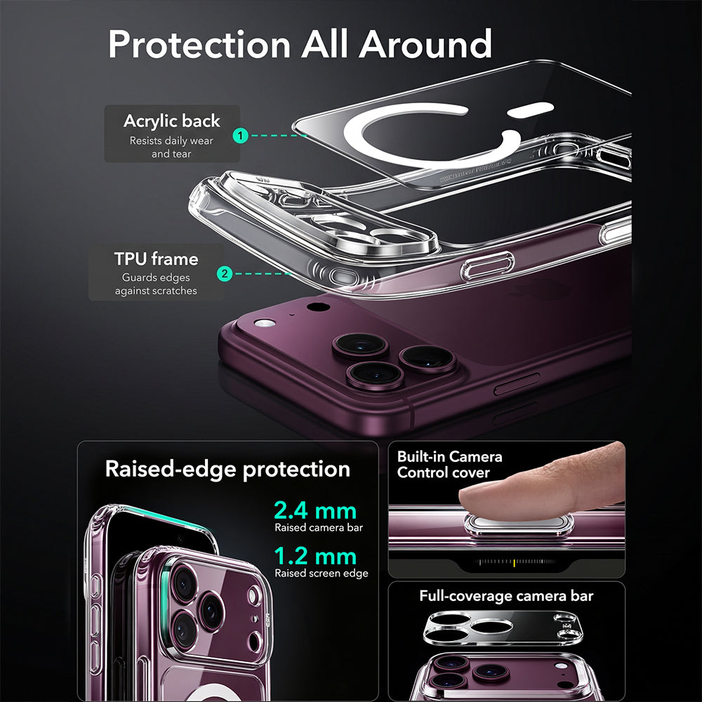 Husa MagSafe pentru Apple iPhone 18 Pro Max / 17 Pro Max, ESR, Classic Hybrid, Transparenta