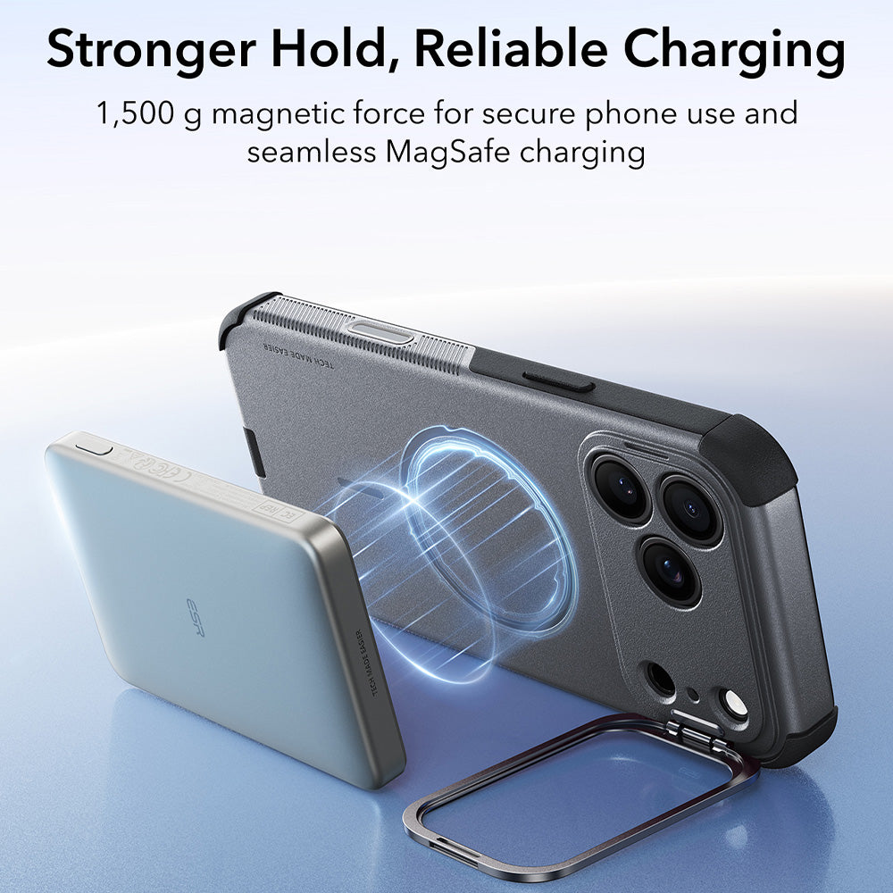 Husa MagSafe pentru Apple iPhone 18 Pro Max / 17 Pro Max, ESR, Cyber Armor Kickstand, Gri
