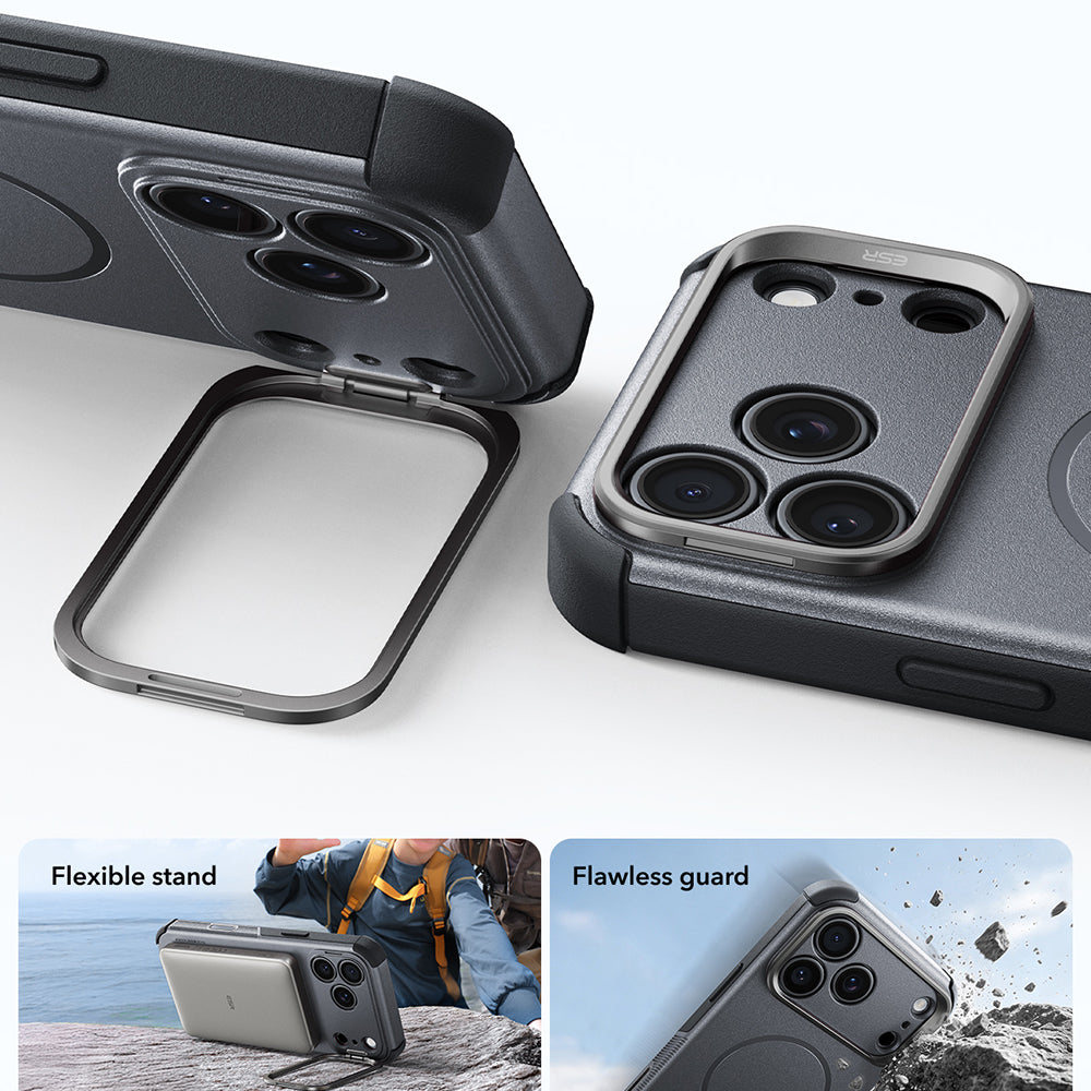Husa MagSafe pentru Apple iPhone 18 Pro Max / 17 Pro Max, ESR, Cyber Armor Kickstand, Gri