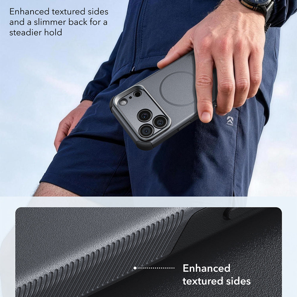 Husa MagSafe pentru Apple iPhone 18 Pro Max / 17 Pro Max, ESR, Cyber Armor Kickstand, Gri