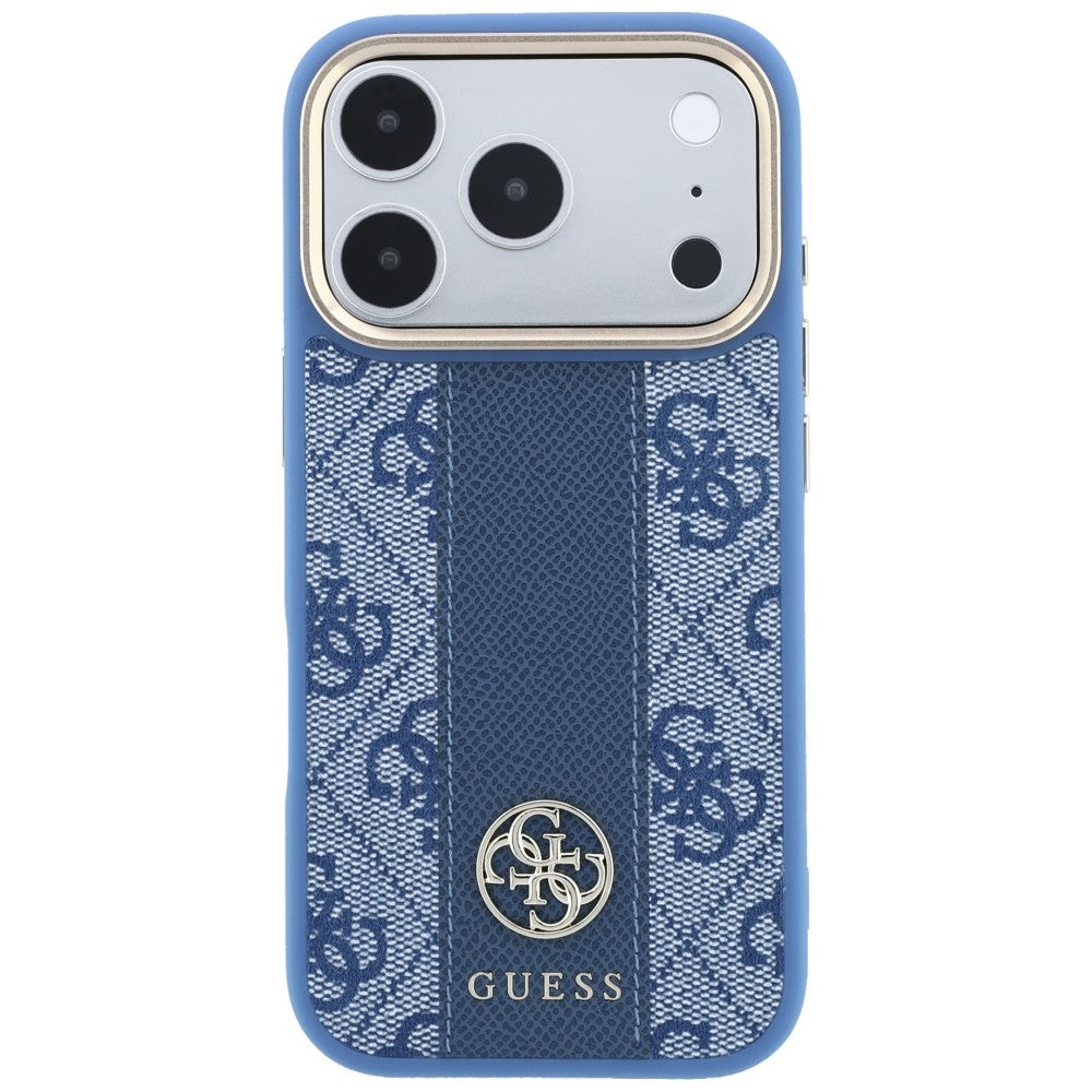 Husa MagSafe pentru Apple iPhone 18 Pro Max / 17 Pro Max, Guess, 4G Stripe Round Classic Logo, Albastra