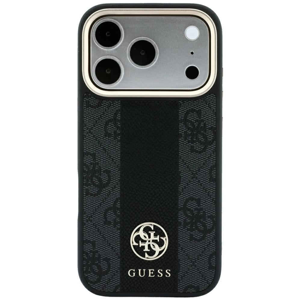 Husa MagSafe pentru Apple iPhone 18 Pro Max / 17 Pro Max, Guess, 4G Stripe Round Classic Logo, Neagra