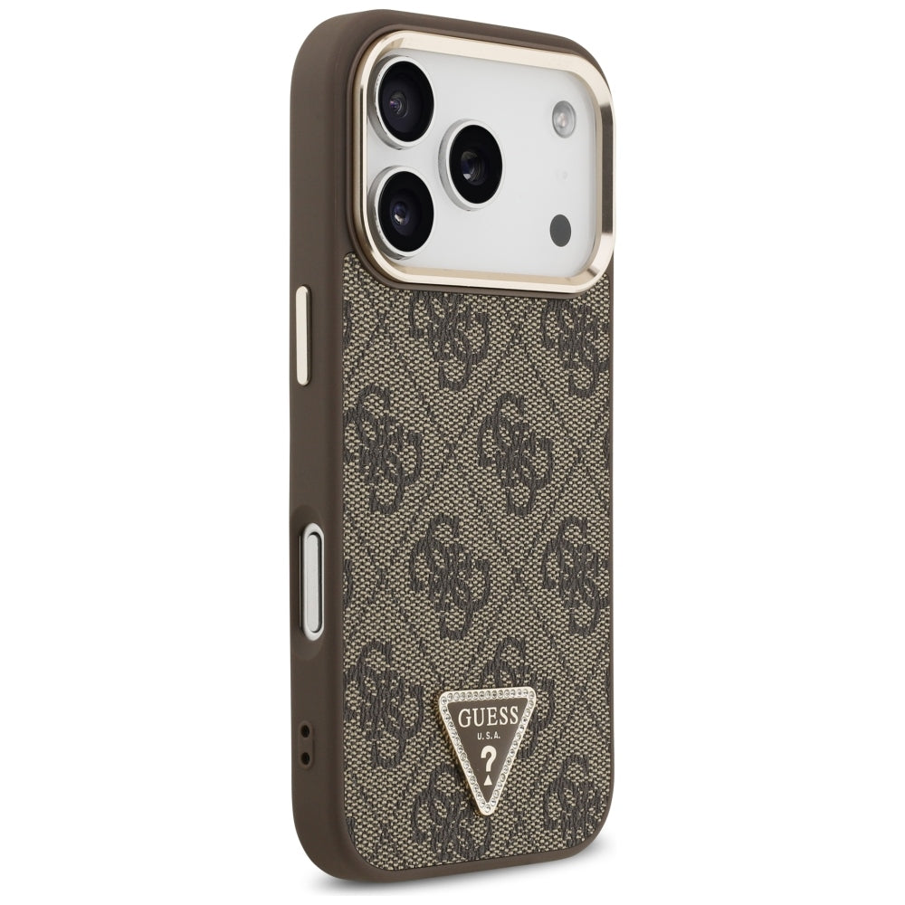 Husa MagSafe pentru Apple iPhone 18 Pro Max / 17 Pro Max, Guess, 4G Triangle Logo, Maro