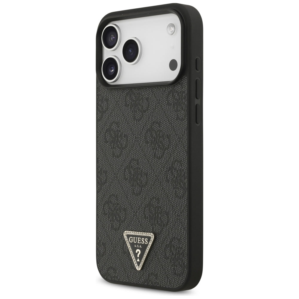 Husa MagSafe pentru Apple iPhone 18 Pro Max / 17 Pro Max, Guess, 4G Triangle Strass, Neagra