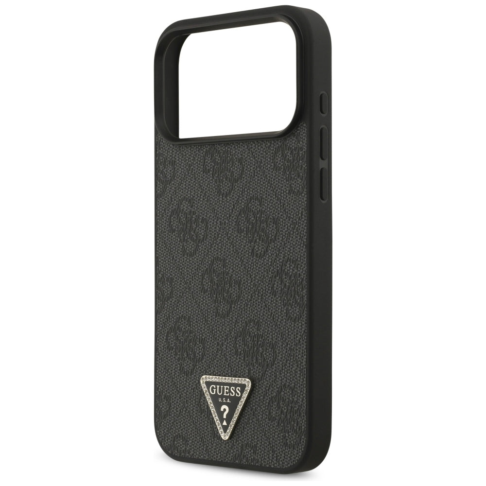 Husa MagSafe pentru Apple iPhone 18 Pro Max / 17 Pro Max, Guess, 4G Triangle Strass, Neagra
