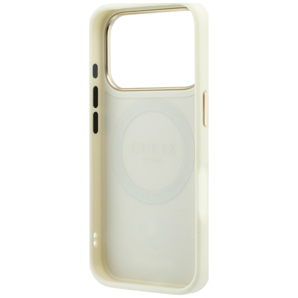 Husa MagSafe pentru Apple iPhone 18 Pro Max / 17 Pro Max, Guess, Peony 4G Small Logo, Bej