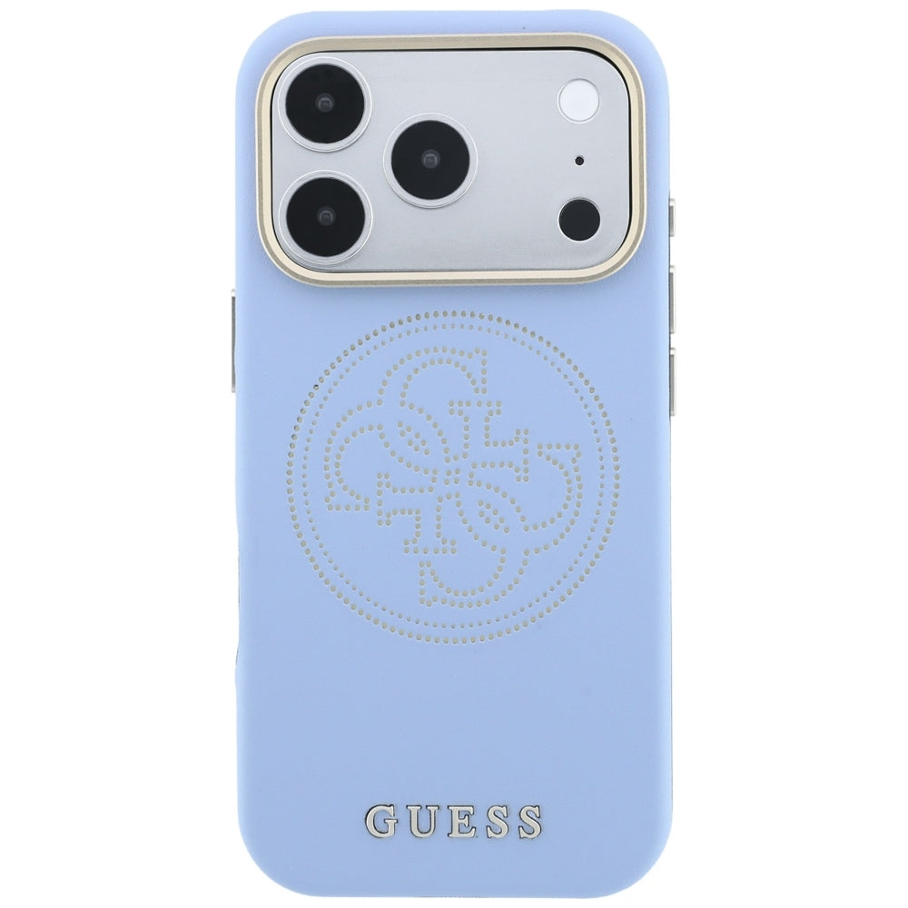 Husa MagSafe pentru Apple iPhone 18 Pro Max / 17 Pro Max, Guess, Perforated 4G, Bleu