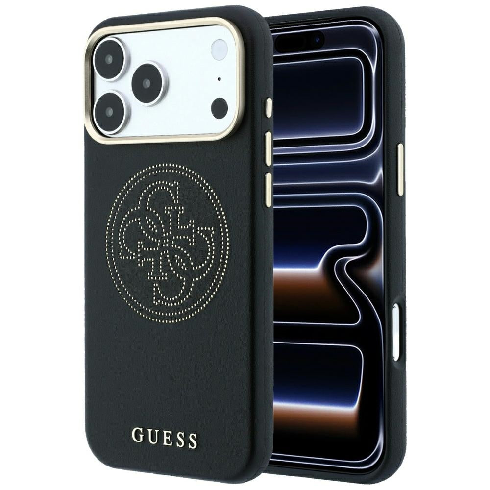 Husa MagSafe pentru Apple iPhone 18 Pro Max / 17 Pro Max, Guess, Perforated 4G, Neagra