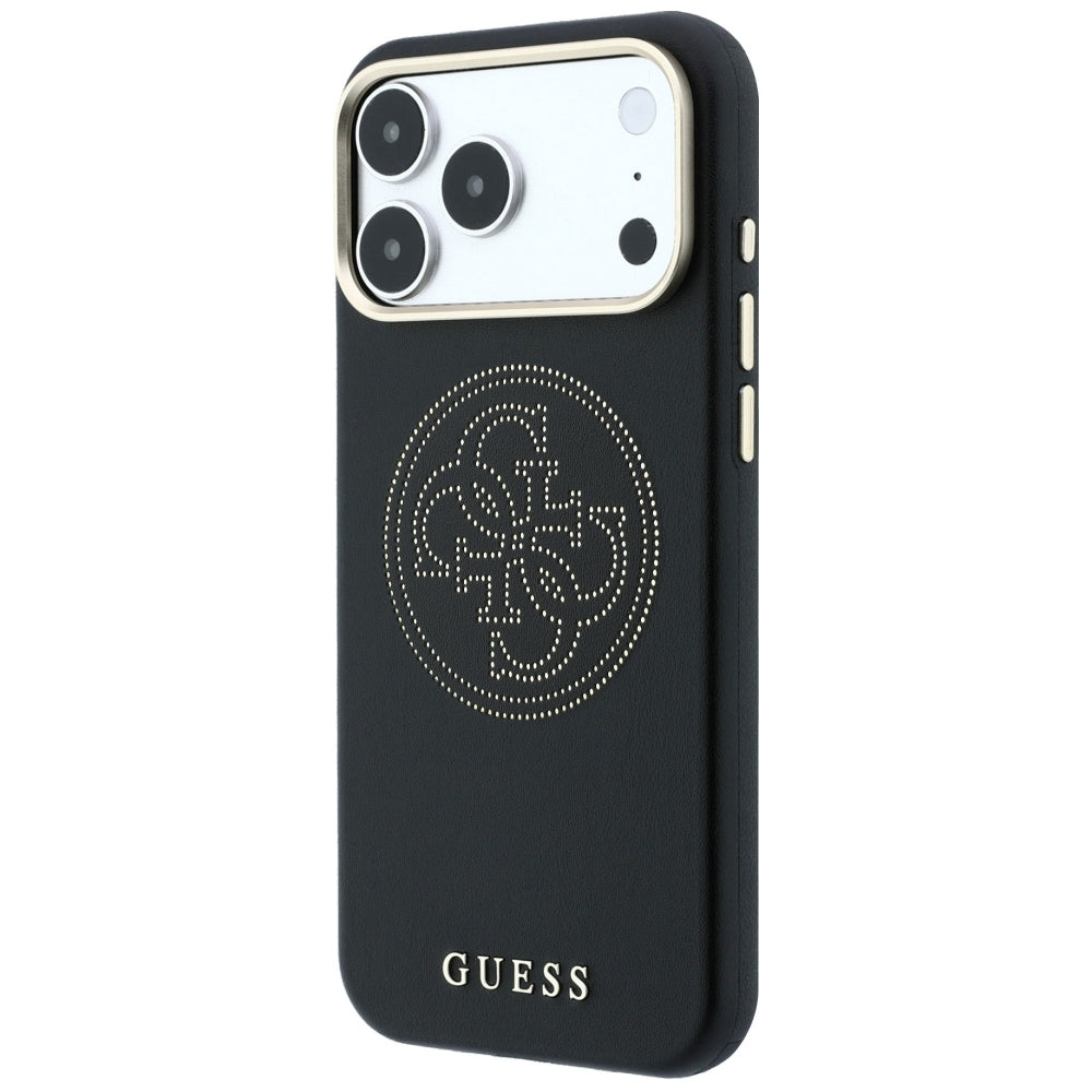 Husa MagSafe pentru Apple iPhone 18 Pro Max / 17 Pro Max, Guess, Perforated 4G, Neagra