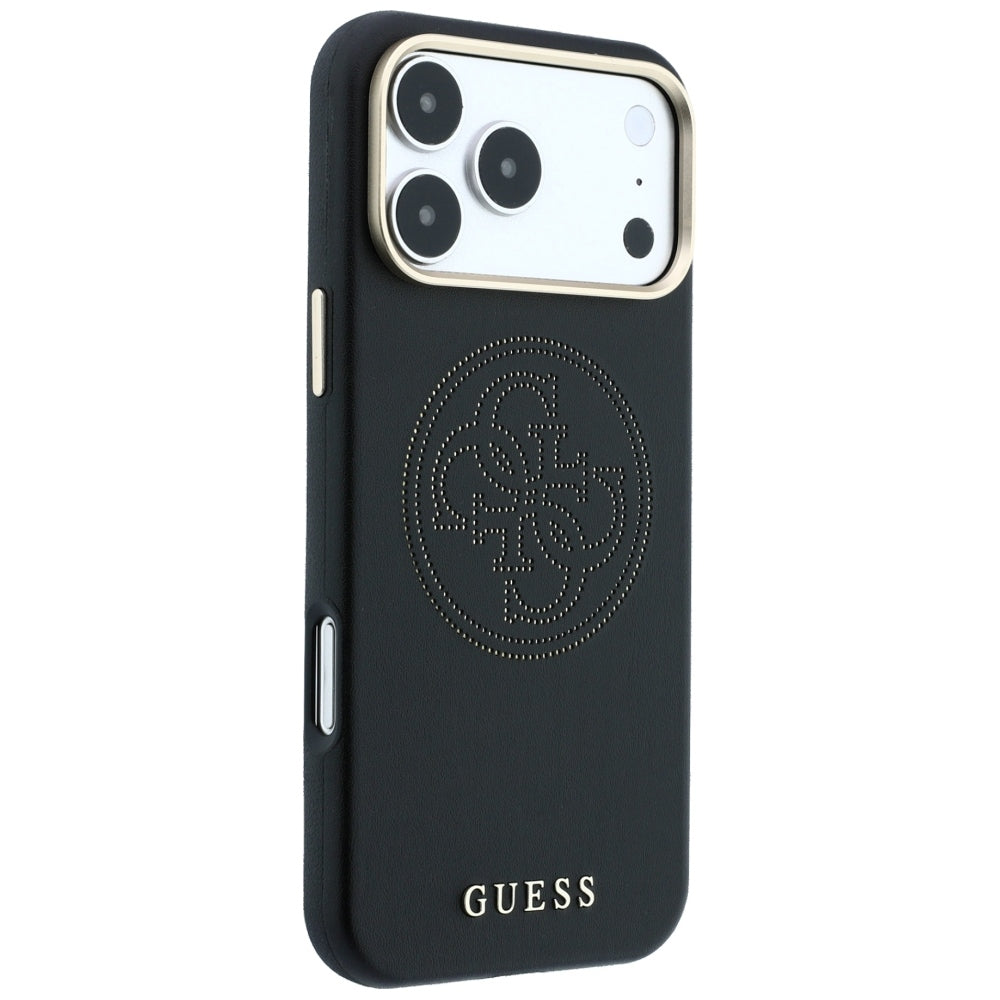 Husa MagSafe pentru Apple iPhone 18 Pro Max / 17 Pro Max, Guess, Perforated 4G, Neagra