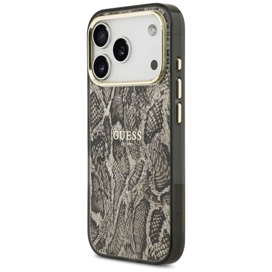 Husa MagSafe pentru Apple iPhone 18 Pro Max / 17 Pro Max, Guess, Python Pattern, Maro