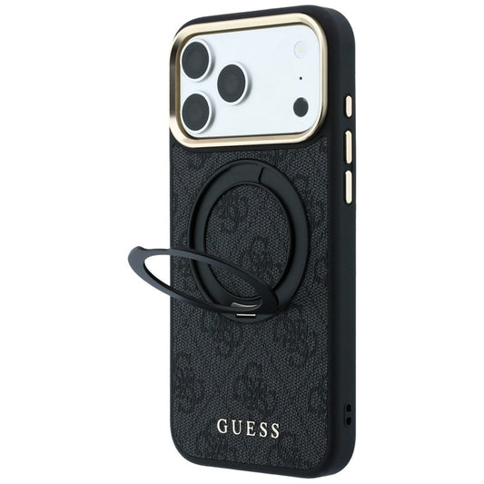 Husa MagSafe pentru Apple iPhone 18 Pro Max / 17 Pro Max, Guess, Ring Stand Classic Logo, Neagra