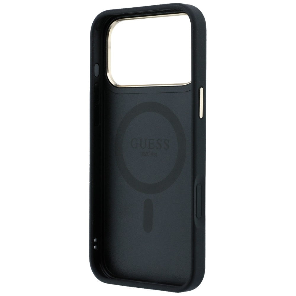 Husa MagSafe pentru Apple iPhone 18 Pro Max / 17 Pro Max, Guess, Ring Stand Classic Logo, Neagra