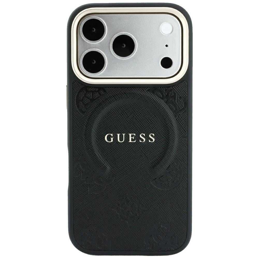 Husa MagSafe pentru Apple iPhone 18 Pro Max / 17 Pro Max, Guess, Saffiano Peony Ring, Neagra