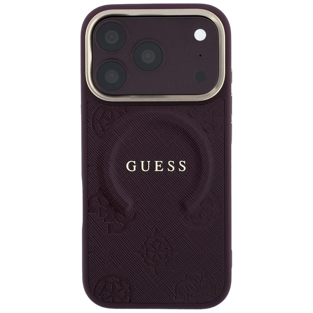 Husa MagSafe pentru Apple iPhone 18 Pro Max / 17 Pro Max, Guess, Saffiano Peony Ring, Visinie