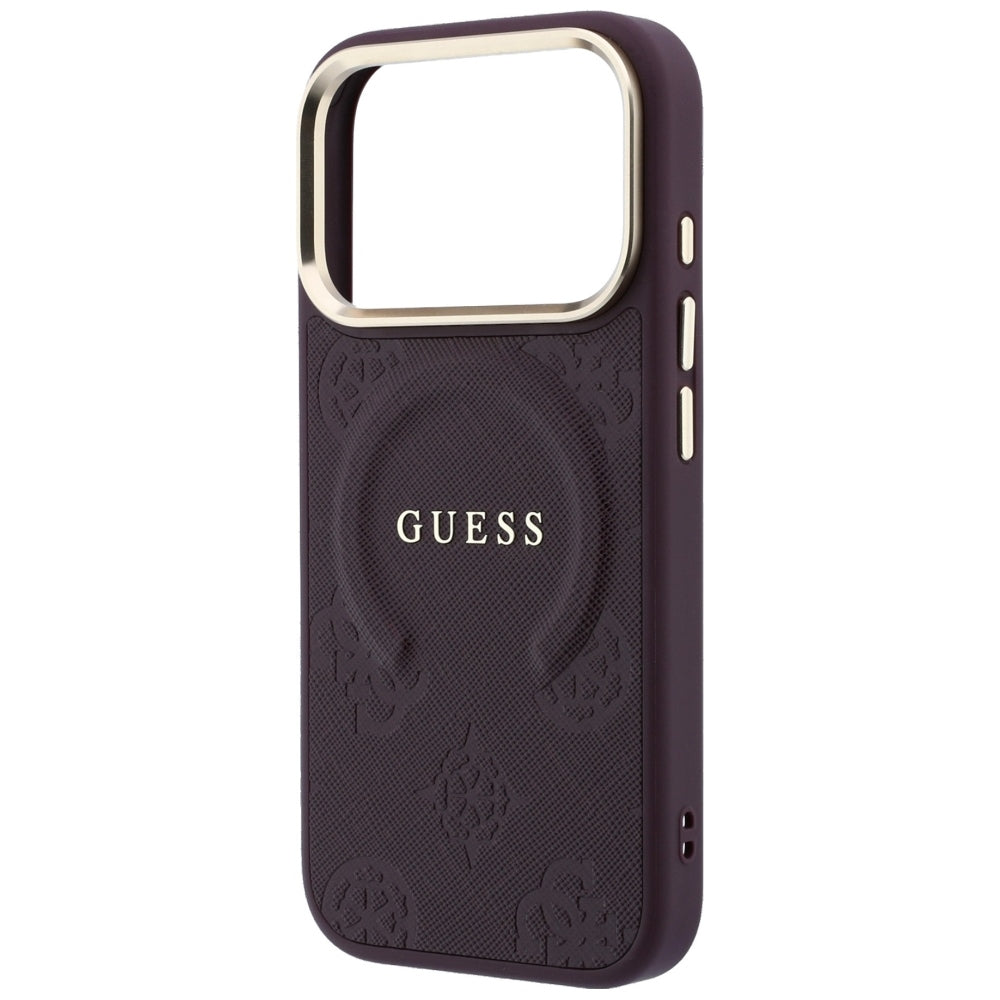 Husa MagSafe pentru Apple iPhone 18 Pro Max / 17 Pro Max, Guess, Saffiano Peony Ring, Visinie