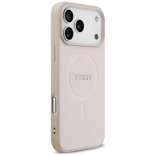 Husa MagSafe pentru Apple iPhone 18 Pro Max / 17 Pro Max, Guess, Saffiano, Roz