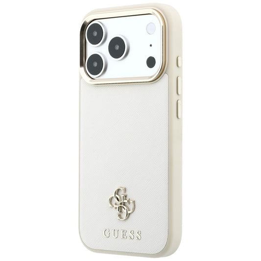 Husa MagSafe pentru Apple iPhone 18 Pro Max / 17 Pro Max, Guess, Saffiano Small 4G Classic, Bej