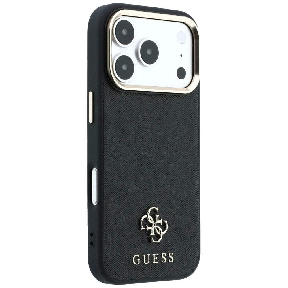 Husa MagSafe pentru Apple iPhone 18 Pro Max / 17 Pro Max, Guess, Saffiano Small 4G Classic, Neagra