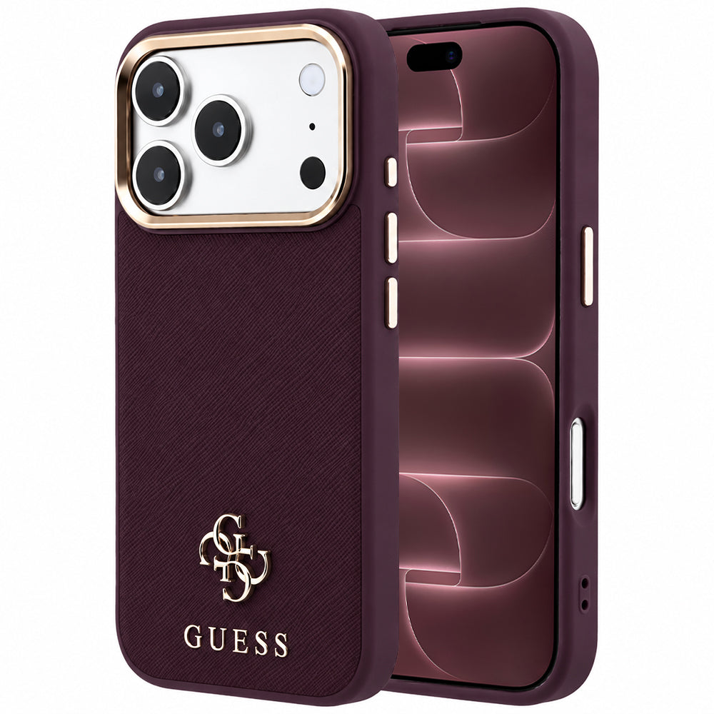 Husa MagSafe pentru Apple iPhone 18 Pro Max / 17 Pro Max, Guess, Saffiano Small 4G Classic, Visinie