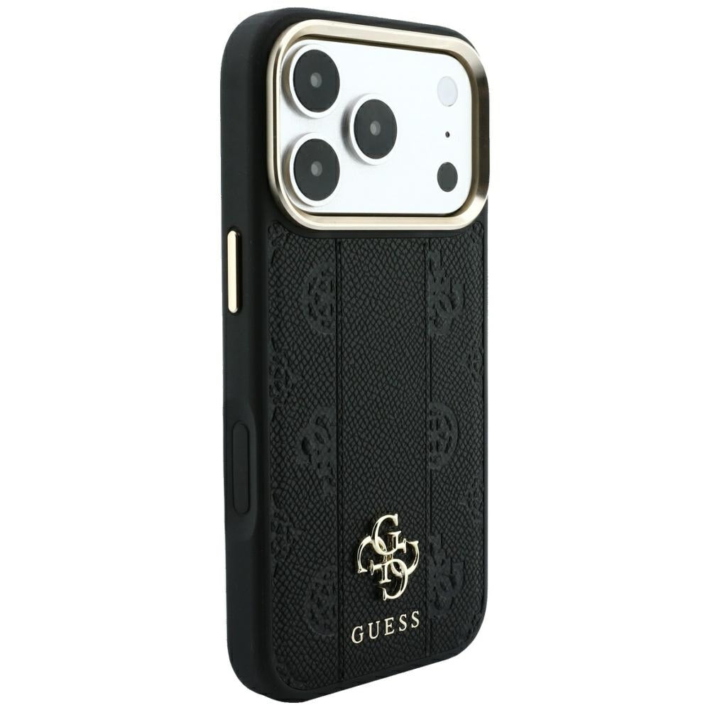 Husa MagSafe pentru Apple iPhone 18 Pro Max / 17 Pro Max, Guess, Stripe Peony 4G, Neagra