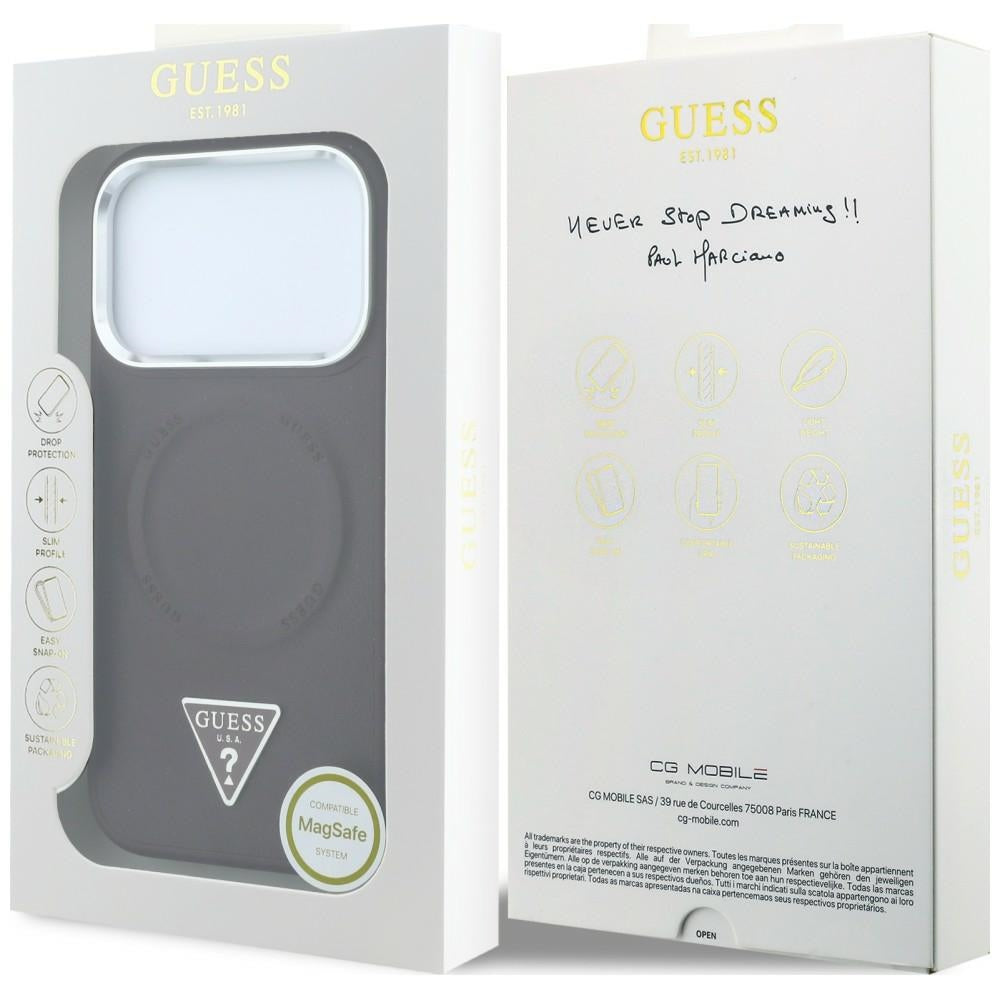 Husa MagSafe pentru Apple iPhone 18 Pro Max / 17 Pro Max, Guess, Triangle Logo, Visinie