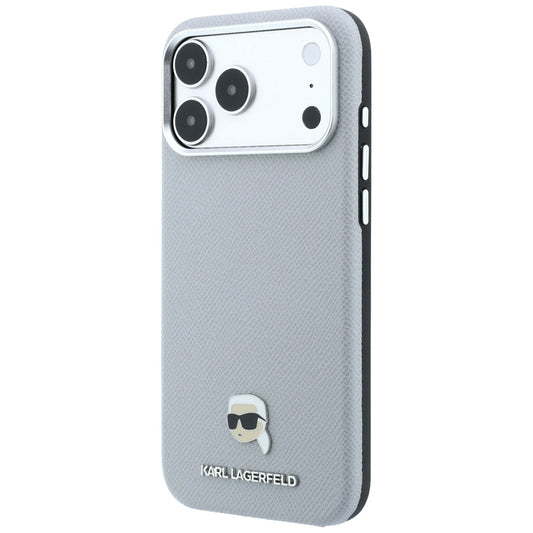 Husa MagSafe pentru Apple iPhone 18 Pro Max / 17 Pro Max, Karl Lagerfeld, Grained Karl Head's Metal, Gri