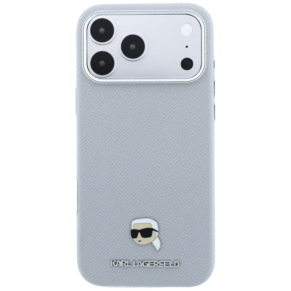Husa MagSafe pentru Apple iPhone 18 Pro Max / 17 Pro Max, Karl Lagerfeld, Grained Karl Head's Metal, Gri