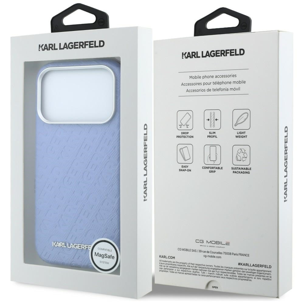 Husa MagSafe pentru Apple iPhone 18 Pro Max / 17 Pro Max, Karl Lagerfeld, Grained Metal Logo, Albastra