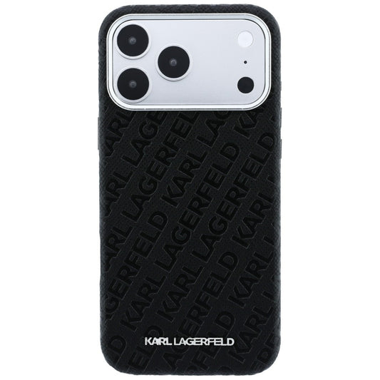 Husa MagSafe pentru Apple iPhone 18 Pro Max / 17 Pro Max, Karl Lagerfeld, Grained Metal Logo, Neagra