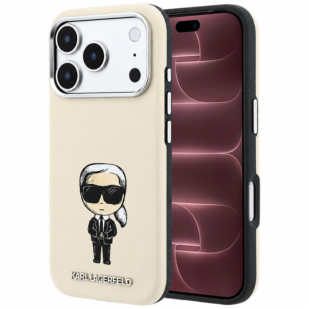 Husa MagSafe pentru Apple iPhone 18 Pro Max / 17 Pro Max, Karl Lagerfeld, Ikonik Sketch, Bej