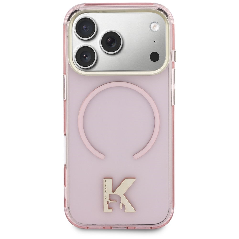Husa MagSafe pentru Apple iPhone 18 Pro Max / 17 Pro Max, Karl Lagerfeld, IML Karl Head Logo, Roz