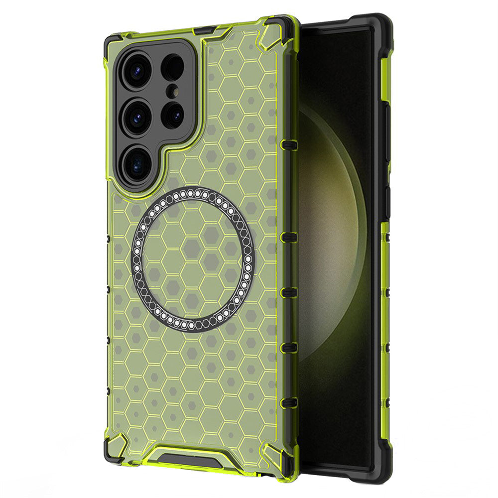 Husa MagSafe pentru Samsung Galaxy S25 Ultra S938, Techsuit, HoneyComb Shield, Verde