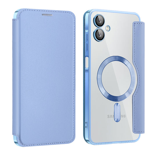 Husa MagSafe pentru Samsung Galaxy A06 A065, Techsuit, SmartMag Book, Bleu