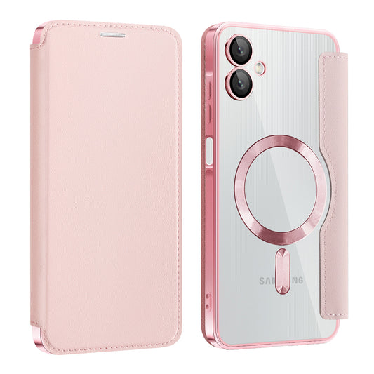 Husa MagSafe pentru Samsung Galaxy A06 A065, Techsuit, SmartMag Book, Roz