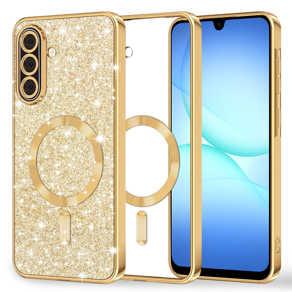 Husa MagSafe pentru Samsung Galaxy A17 4G / A17 5G, Techsuit, Luxury Glitter, Aurie