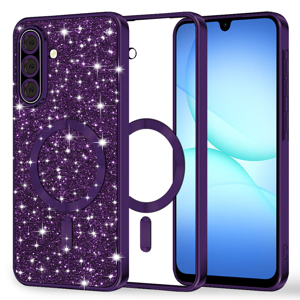 Husa MagSafe pentru Samsung Galaxy A17 4G / A17 5G, Techsuit, Luxury Glitter, Mov Inchis