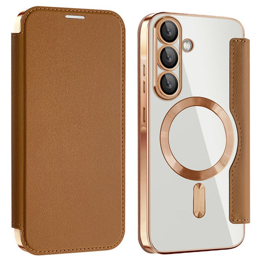 Husa MagSafe pentru Samsung Galaxy A36 A366, Techsuit, SmartMag Book, Maro