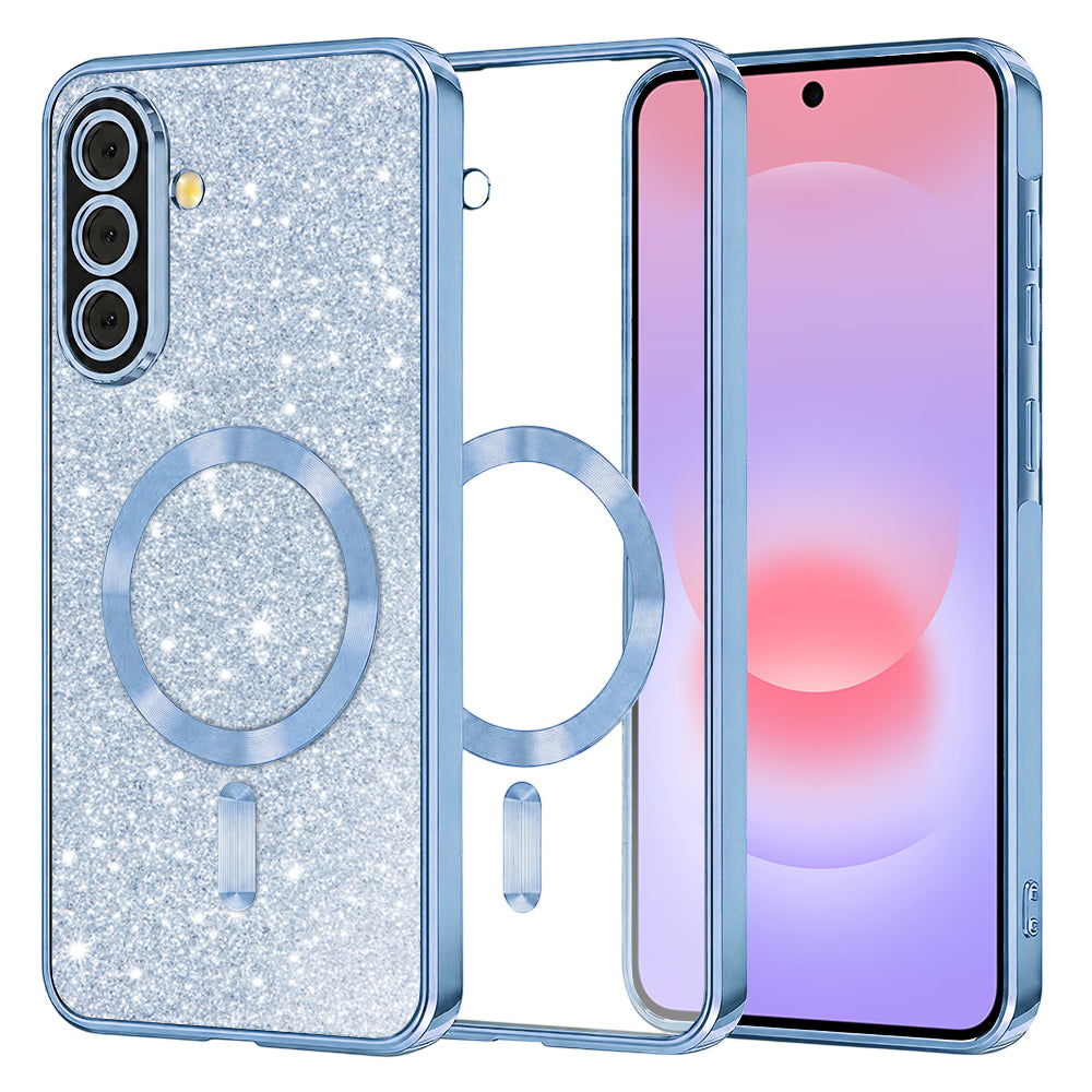 Husa MagSafe pentru Samsung Galaxy A37 5G, Techsuit, Luxury Glitter, Bleu