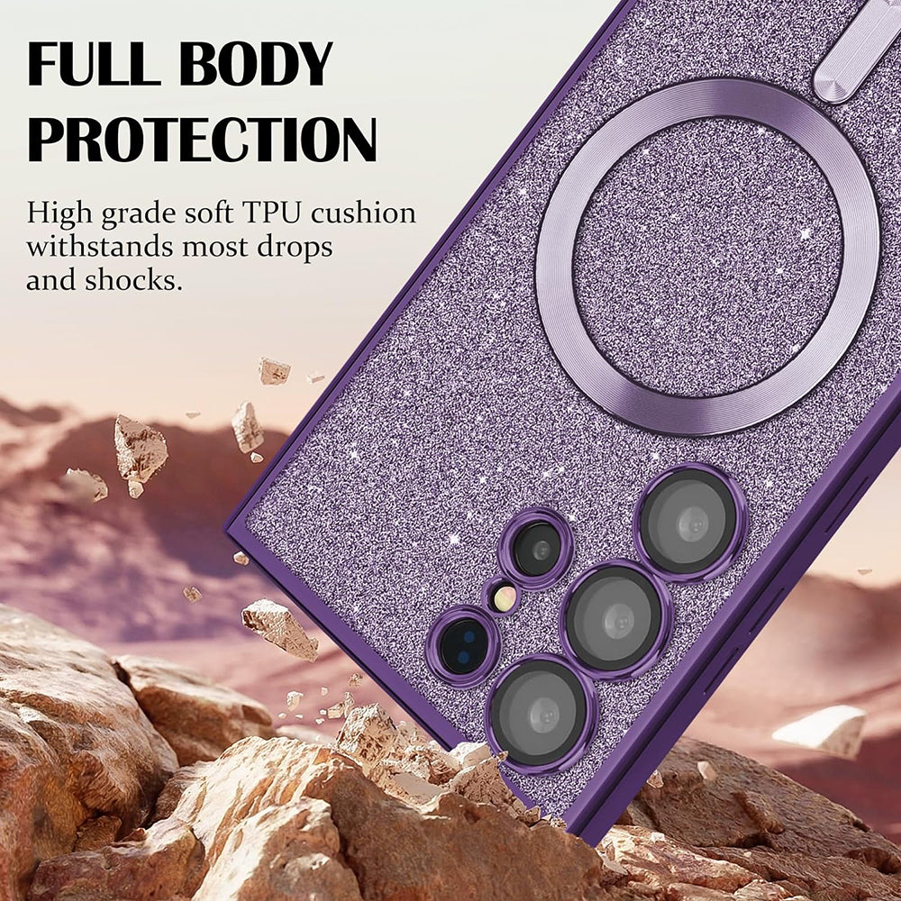 Husa MagSafe pentru Samsung Galaxy A37 5G, Techsuit, Luxury Glitter, Bleu