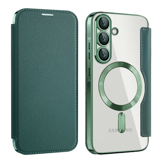 Husa MagSafe pentru Samsung Galaxy A37 5G, Techsuit, SmartMag Book, Verde