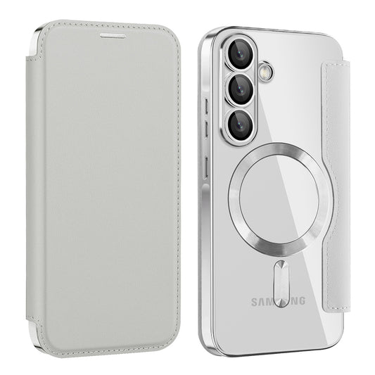 Husa MagSafe pentru Samsung Galaxy A56 A566, Techsuit, SmartMag Book, Gri