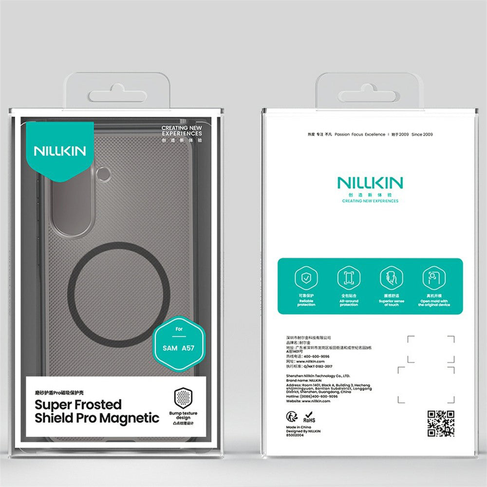 Husa MagSafe pentru Samsung Galaxy A57 5G, Nillkin, Super Shield Pro, Neagra Transparenta Satinata