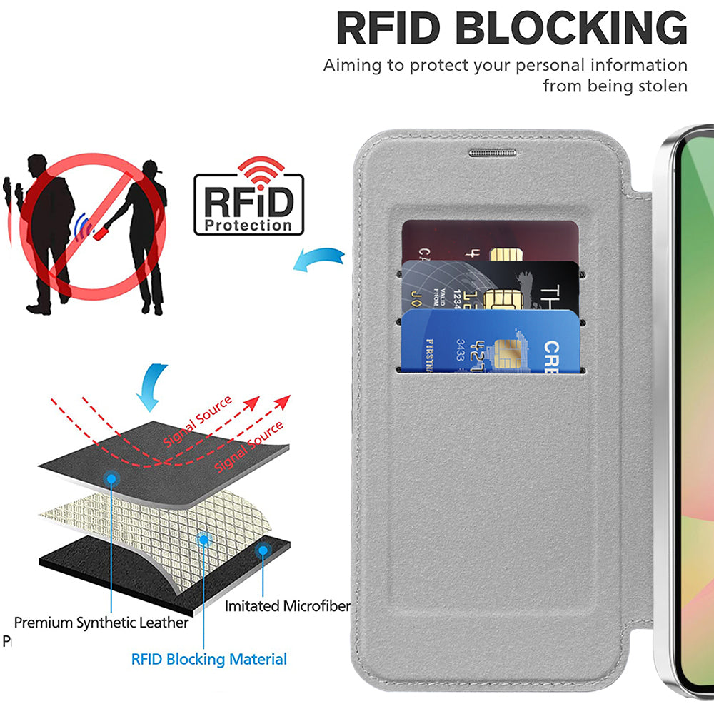 Husa MagSafe pentru Samsung Galaxy A57 5G, Techsuit, SmartMag Book, Gri